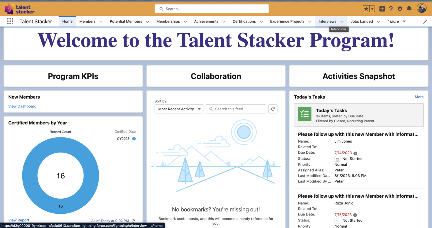 Picture of Talent Stacker App Page